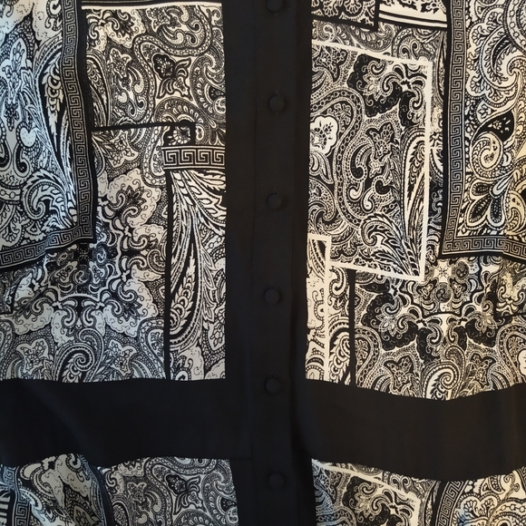 Boho Paisley Geometric Print Dress Uneven Hem - Picture 5 of 9